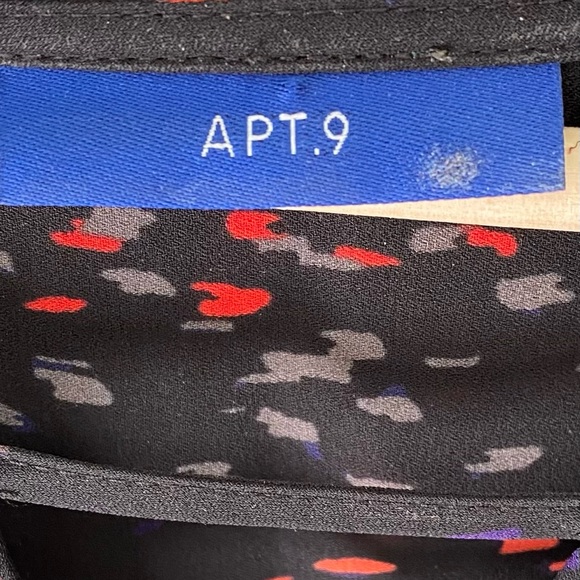 Apt. 9 Semi Sheer Black Splatter Top with Rolled Cuff - Picture 3 of 3